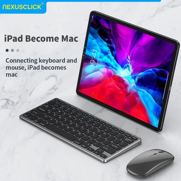 NexusClick Wireless Ergonomic Keyboard Mouse Combo - Rechargeable Mini Multimedia Set for PC, Laptop, MacBook