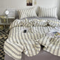 Striped Duvet Cover Bedding Set with Flat Sheet & Pillowcases — Multiple Sizes (Single/Twin/Full/Queen/King)