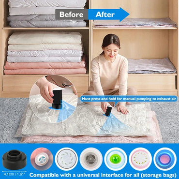 8–18 Pc Vacuum Storage Bags with Wireless Rechargeable Pump – Space Saver Compression Bags for Clothes, Blankets & Travel