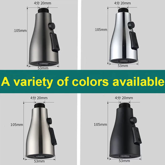 Universal Kitchen Faucet Spray Head 3-Mode Pull-Out Replacement ABS 1/2" (12.7 mm) Connector