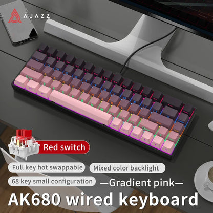68-Key Compact Mechanical Gaming Keyboard — Hot-Swap ABS Keycaps, Wired / 2.4G Wireless / Bluetooth