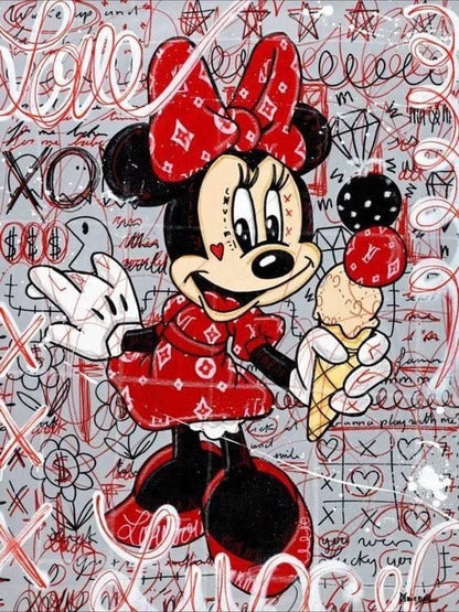 Mickey Mouse Minnie Street Graffiti Canvas Painting Prints Poster Creative Modern Wall Art Pictures Living Room Home Decor