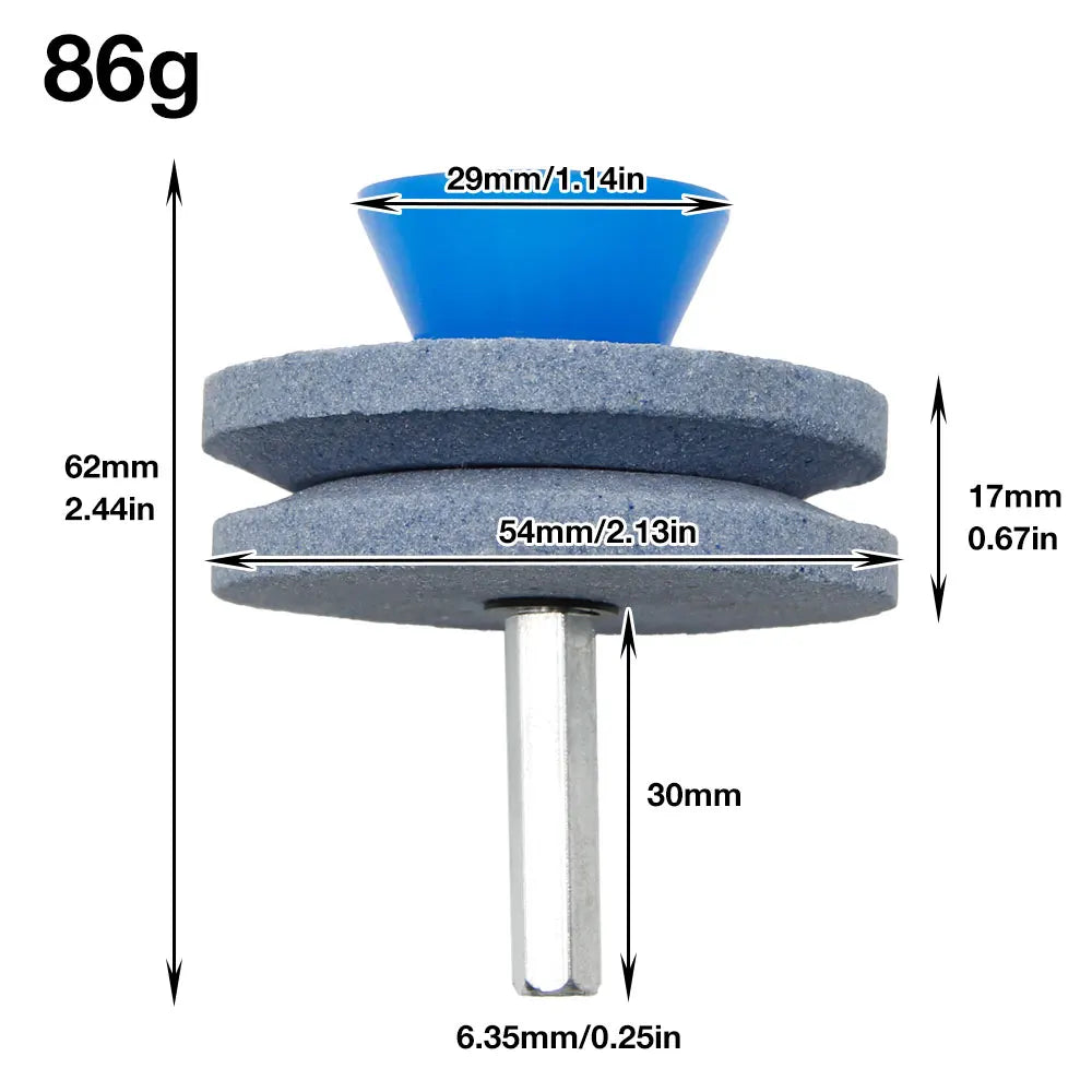 Diamond Grinding Stone Set for Electric Drill & Mower Blades – 6mm (0.24 in) & 6.35mm (0.25 in) Handles, Single & Double Layer Sharpeners