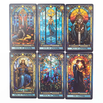 Stained Glass Tarot Card Deck – 78 Cards for Family & Divination