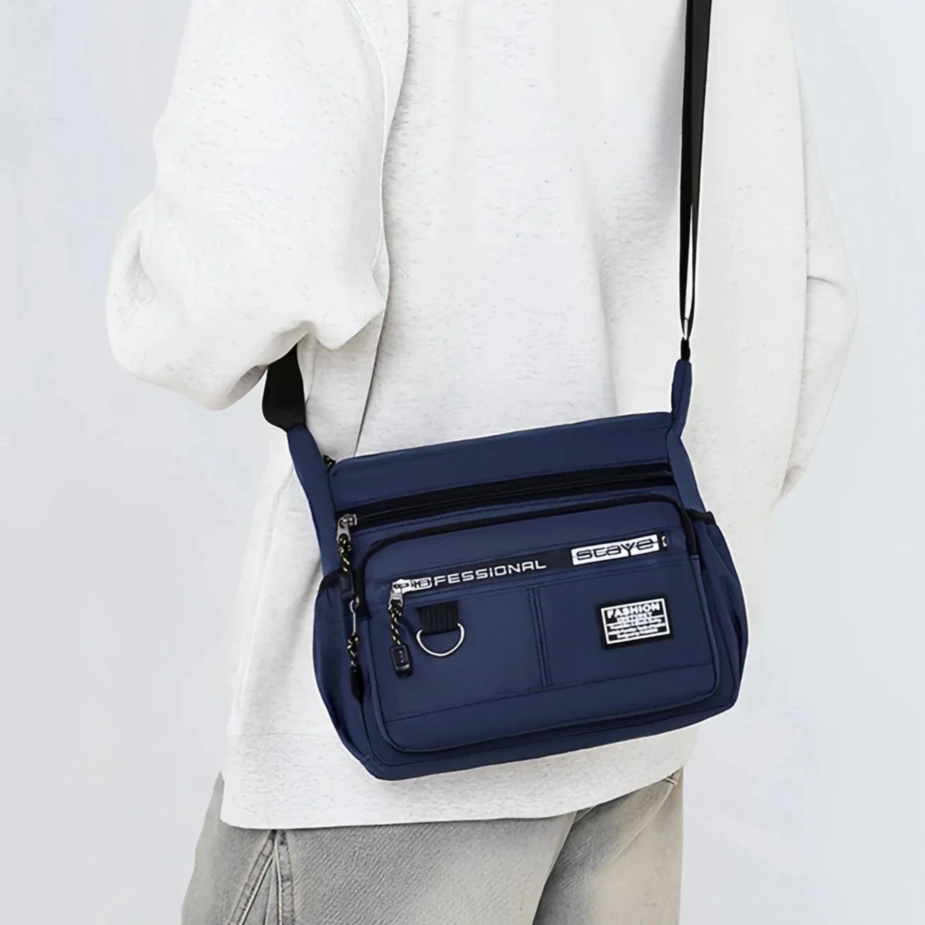 Men's Waterproof Crossbody Sling Bag - Business Casual Multi-Pocket Shoulder Bag, 27 x 8 x 22 cm (10.6 x 3.1 x 8.6 in), Adjustable Strap