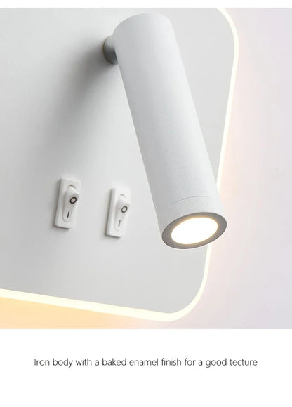 Modern Minimalist Led Wall Lamp USB Charging Indoor Bedroom Lamp Hotel Bedside Reading Lamp Wall Lights Sconce Switch AC 90~240V