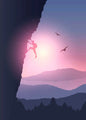Abstract Rock Climbing Adventure Posters and Prints Canvas Painting Mountain Sun Wall Art Pictures for Living Room Home Decor