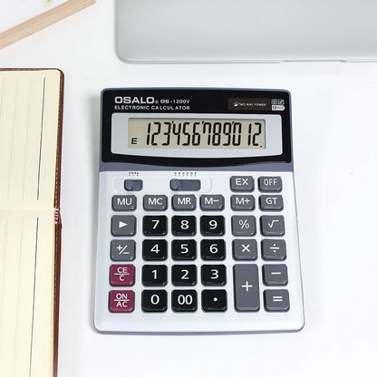 Solar & Battery 12-Digit ABS Calculator for Office, Students & Financial Use