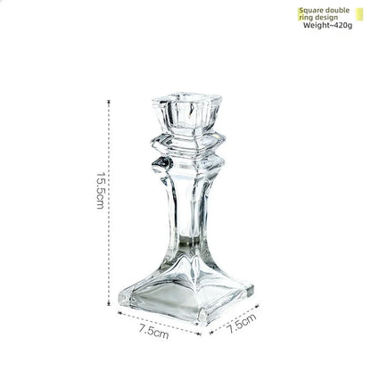 Clear Glass Pillar Candle Holder Table Candlestick for Dining Room Decor