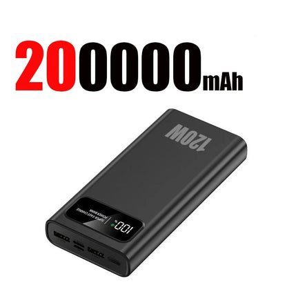 200000mAh 120W Fast Charging Power Bank with Digital Display for iPhone, Samsung & Huawei