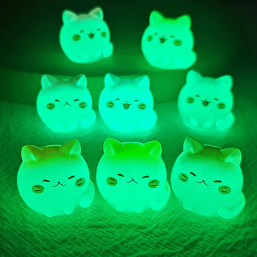 5/20Pcs Luminous Mini Cat Micro Landscape Desktop Ornaments Glow At Night Animal Figurines Home Car Decorations DIY Accessories