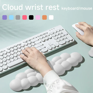 Cloud Wrist Rest for Keyboard & Mouse - Ergonomic Anti-Slip PU Fabric Palm Support, Long (430x110mm/16.93x4.33in) & Short (150x90mm/5.91x3.54in)