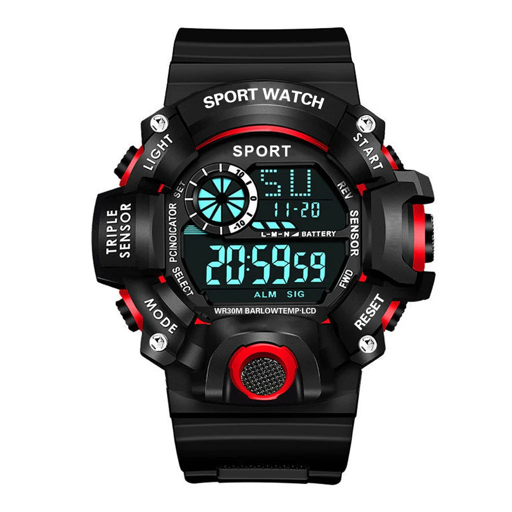 Men's Sports Digital Watch - Large 55mm Dial, Waterproof 3ATM (30M), Luminous Alarm & Stopwatch