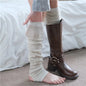 Women's Gray Knit Calf Leg Warmers - Cotton-Blend Ballet Pile Socks for Autumn