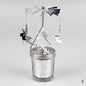 Rotating Tea Light Candle Holder Carousel Stand 6.7x3.1in (17x8cm) Metal Spinning Candlestick Gold Silver Home Party Christmas Decor Gift