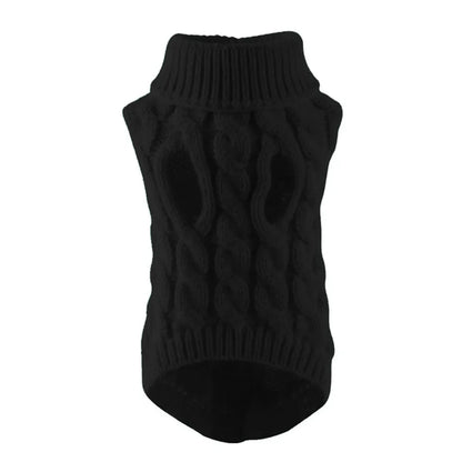 Small Dog Sweater Knit Pullover Warm Autumn Winter Cable Twist Solid Pet Coat
