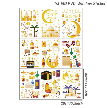 Eid Window Stickers Ramadan Decoration Eid Mubarak Decor for Home 2025 Ramadan Kareem Islam Muslim Party Supplies Eid Al-fitr