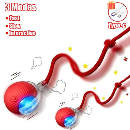 Rechargeable Interactive Cat Ball with Tail 1-3 Pack Automatic Rolling Pet Toy Imitates Mouse