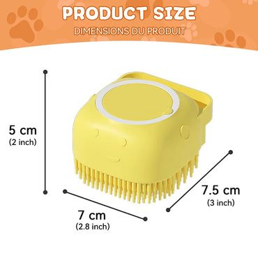 Dog & Cat Silicone Bath Brush with Shampoo Dispenser — Soft Rubber Bristles for Grooming & Massage