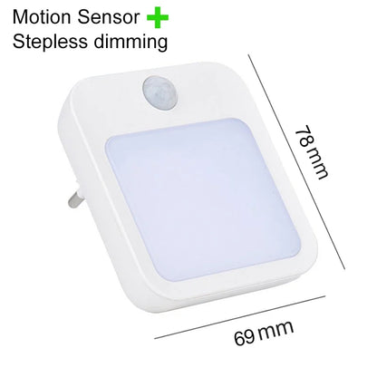Motion Sensor LED Night Light with EU Plug – Plug-In Bedside & Kids Night Lamp, Warm/White Light