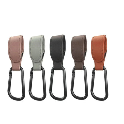 Baby Stroller Hook PU Leather Adjustable Pram Bag Hanger Travel Accessory