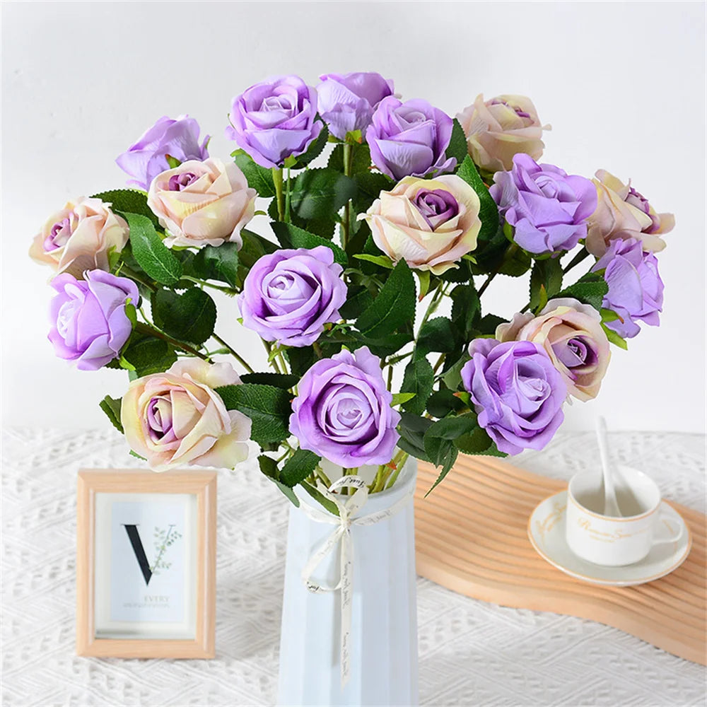 Artificial Silk Rose - Single Stem, 55 cm, 13 Colors, Realistic Foam Petals for Weddings, Home Decor & Gifting