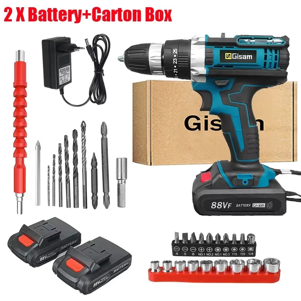 Gisam 21V Cordless Drill and Screwdriver, 28 N·m Torque