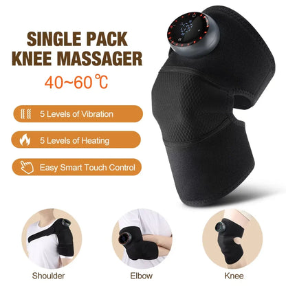 Smart Heated Knee Massager Vibration Hot Compress for Knee, Shoulder & Elbow — Adjustable Heat & Intensity