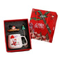 Christmas Tree Ceramic Mug with Lid and Spoon, Holiday Coffee & Tea Gift