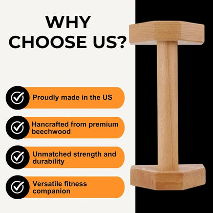 Wooden Beech Parallette Push-Up Bars 2-Pack - Anti-Slip Push-Up Stands for Strength Training & Core Workouts
