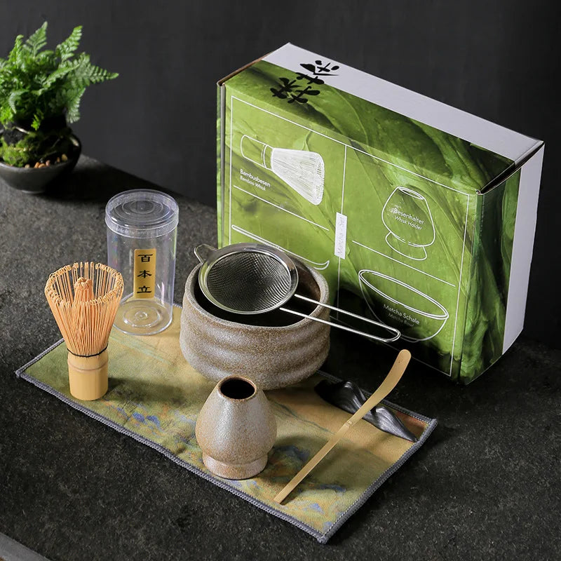 4PCS Japanese Matcha DIY Tea-Making Tools Bamboo Matcha Whisk Scoop Bowl Tea Whisk Brush Suits Ceremony Accessories