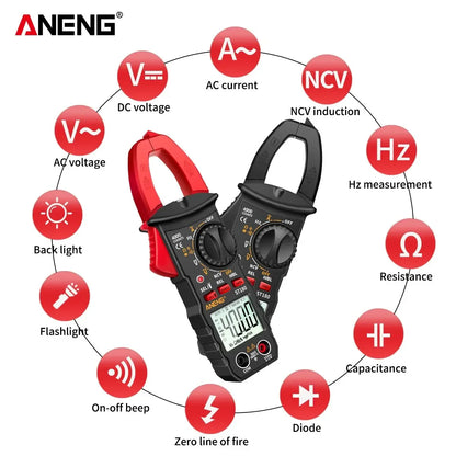 Digital AC Clamp Meter 4000 Counts Multimeter – AC/DC Voltage & Current Tester with NCV, Capacitance, Frequency, Ohms