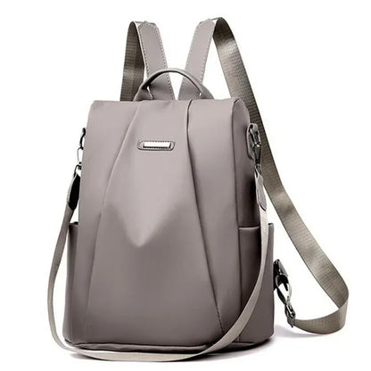 Lightweight Waterproof Nylon Women's Backpack - Large Capacity, Detachable Shoulder Strap, Solid Color Multi-Functional Bag