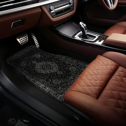 Bandana Print Rectangular Car Floor Mats - Synthetic Fiber Auto Interior Carpets