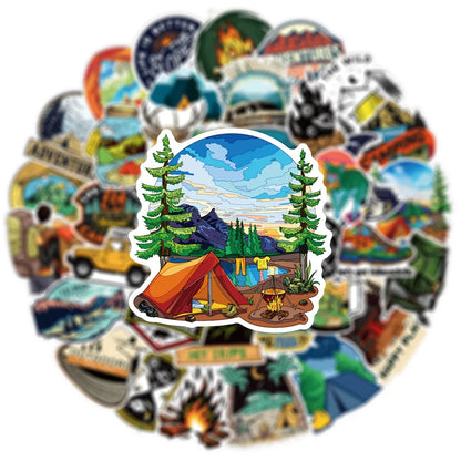 10/30/50pcs Outdoor Hiking Camping Graffiti Stickers Cartoon Decal Skateboard Motorcycle Laptop Car Bike Cool Waterproof Sticker