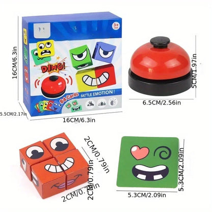Kids Face-Change Cube Game – Montessori Expression Puzzle Building Blocks for Early Learning