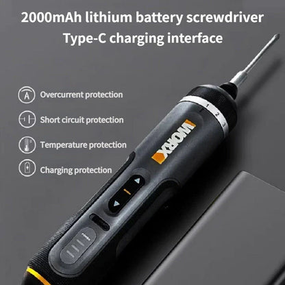 4V Mini Cordless Precision Screwdriver Set, USB Rechargeable — 30-Bit Kit with Quick-Release & LED Options