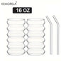 500ML 1/2/4PCS Wave Shape Beverage Glasses With Straws Vintage Glass Cups Ripple Drinking Glasses for Wine Champagne Cocktail