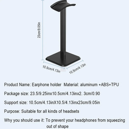 Detachable Black & White Headphone Stand – Universal Desktop Headset Holder for Gaming & Office