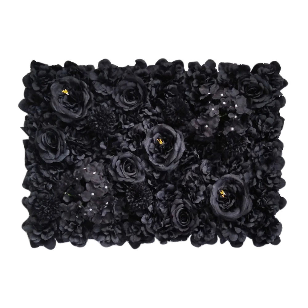 MEIHON Silk Rose Flower Wall Panel - 60x40cm Artificial Backdrop, Connectable, 34 Color Options for Wedding, Home & Events