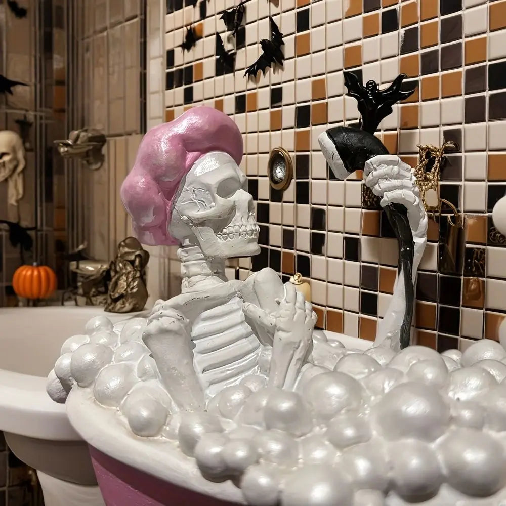 Halloween Resin Ghost Figurine, Pink, 8 x 5.5 x 9cm
