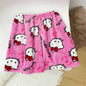 Hello Kitty Flannel Pajama Pants – Kawaii Cartoon Velvet Lounge Pants for Girls & Women, Fall Winter Home