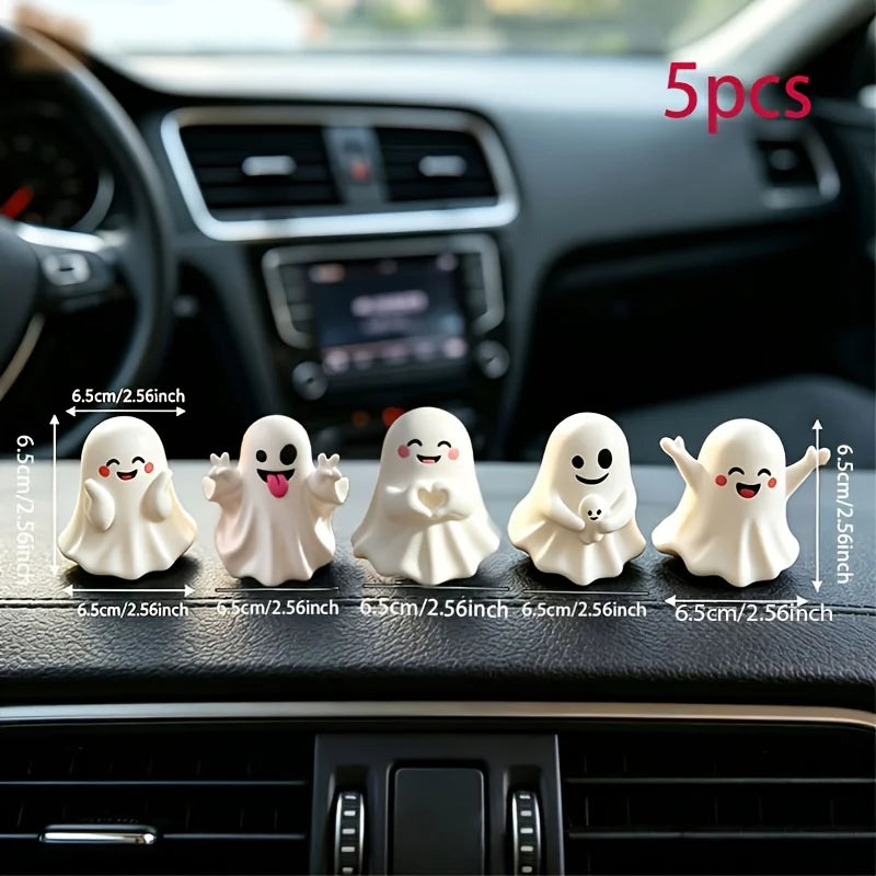 Five-Piece Halloween Ghost Figurine Set for Tabletop Decor
