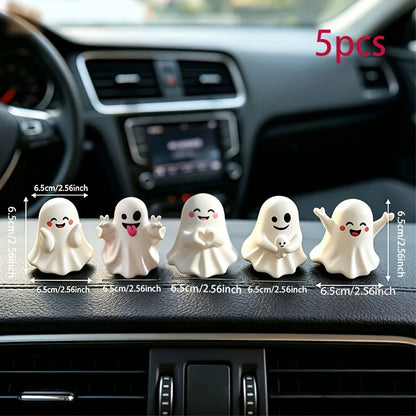Five-Piece Halloween Ghost Figurine Set for Tabletop Decor