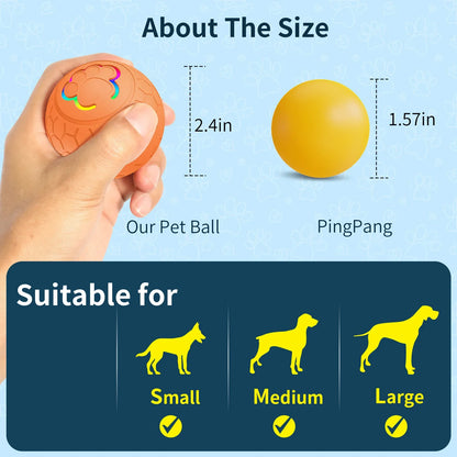 Interactive USB Rechargeable Dog & Cat Toy Ball, Automatic Bouncing Rolling LED Light, IP65 Waterproof