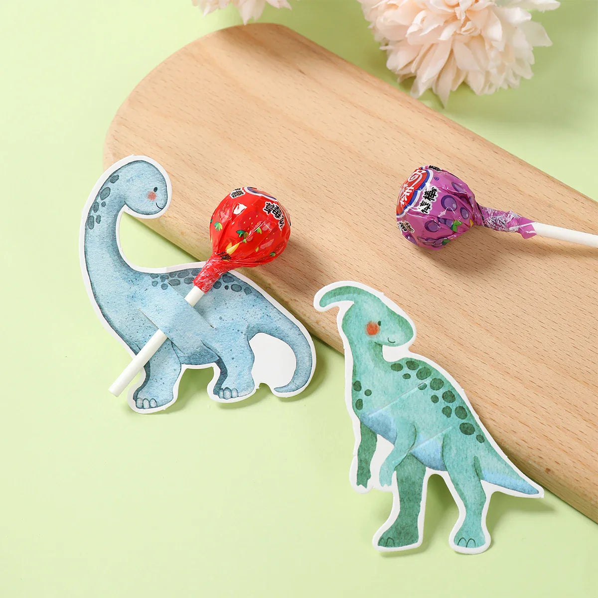 Dinosaur Lollipop Holder Card Dino 1st Birthday Party Decor Kids Boy Jungle Safari Party Favors Roar Candy Card Baby Shower