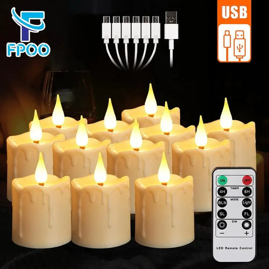 Rechargeable LED Candles Waterproof Flameless Candle with Remote Timer for Home Decor Holiday Wedding Day Tea Candle  Light