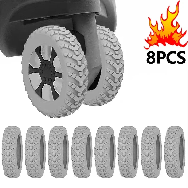 8-Pack Silicone Luggage Wheel Covers – 5 cm (2.0 in) Noise-Reducing Suitcase Caster Protectors