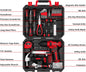 126-Piece 8V Cordless Drill Tool Kit – Lightweight Red Home DIY Set with Drill Bits & Hand Tools