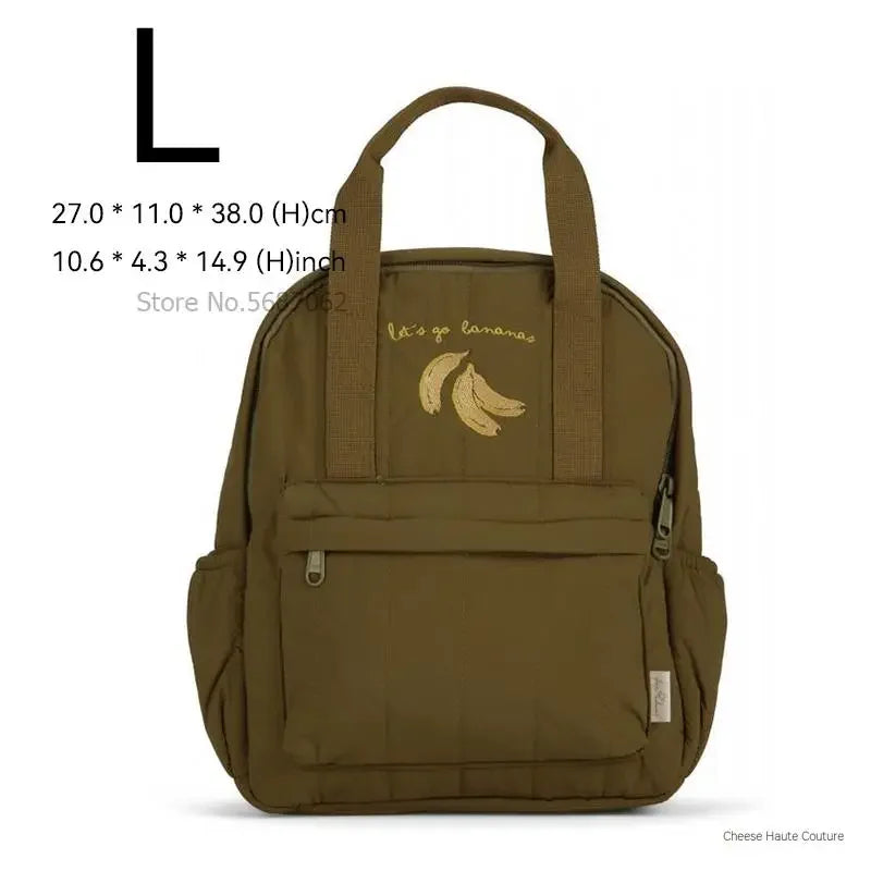 Cherry Parent-Child Kids Backpack — Kindergarten School Bag (Small & Large S/L) Lightweight Cotton Travel Bag for Boys, Girls & Moms